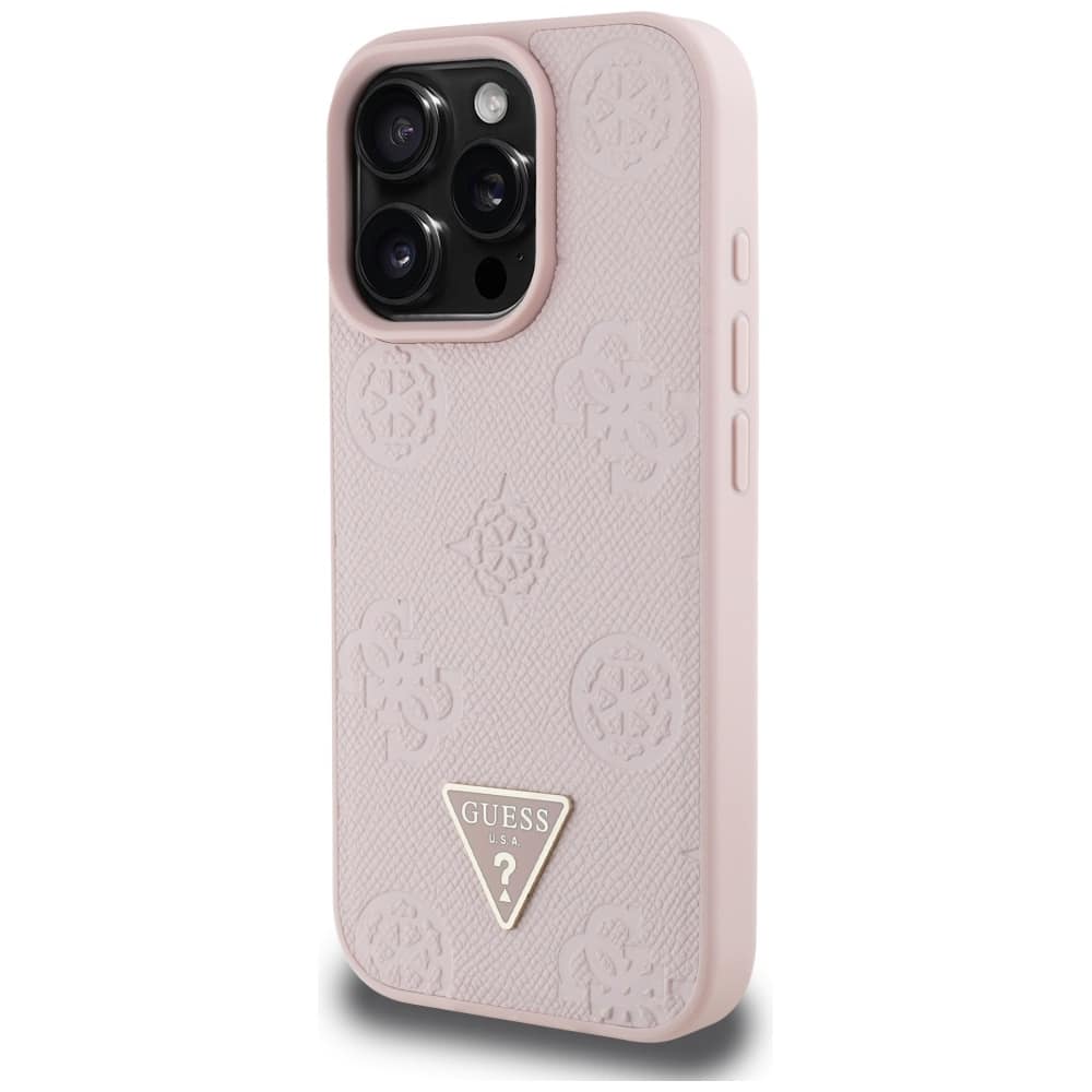 Guess Grained Hot Stamp Peony Triangle Logo MagSafe - θήκη για Apple iPhone 16 Pro - Ροζ - Image 2