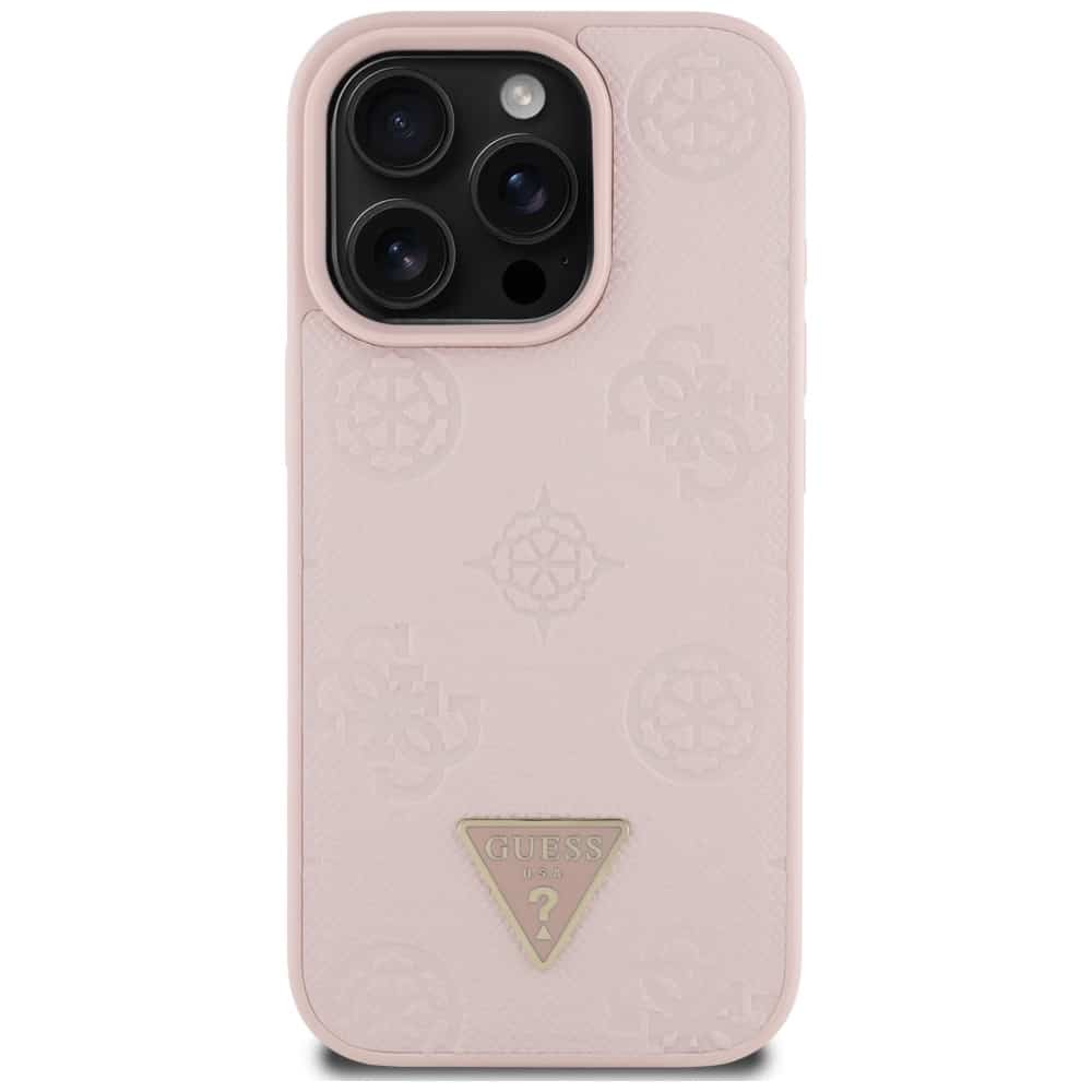Guess Grained Hot Stamp Peony Triangle Logo MagSafe - θήκη για Apple iPhone 16 Pro - Ροζ - Image 3