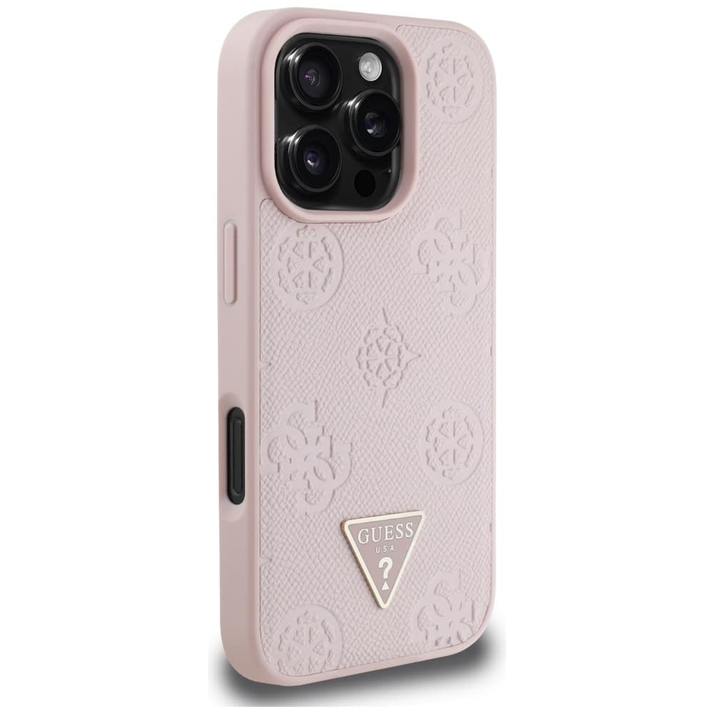 Guess Grained Hot Stamp Peony Triangle Logo MagSafe - θήκη για Apple iPhone 16 Pro - Ροζ - Image 4