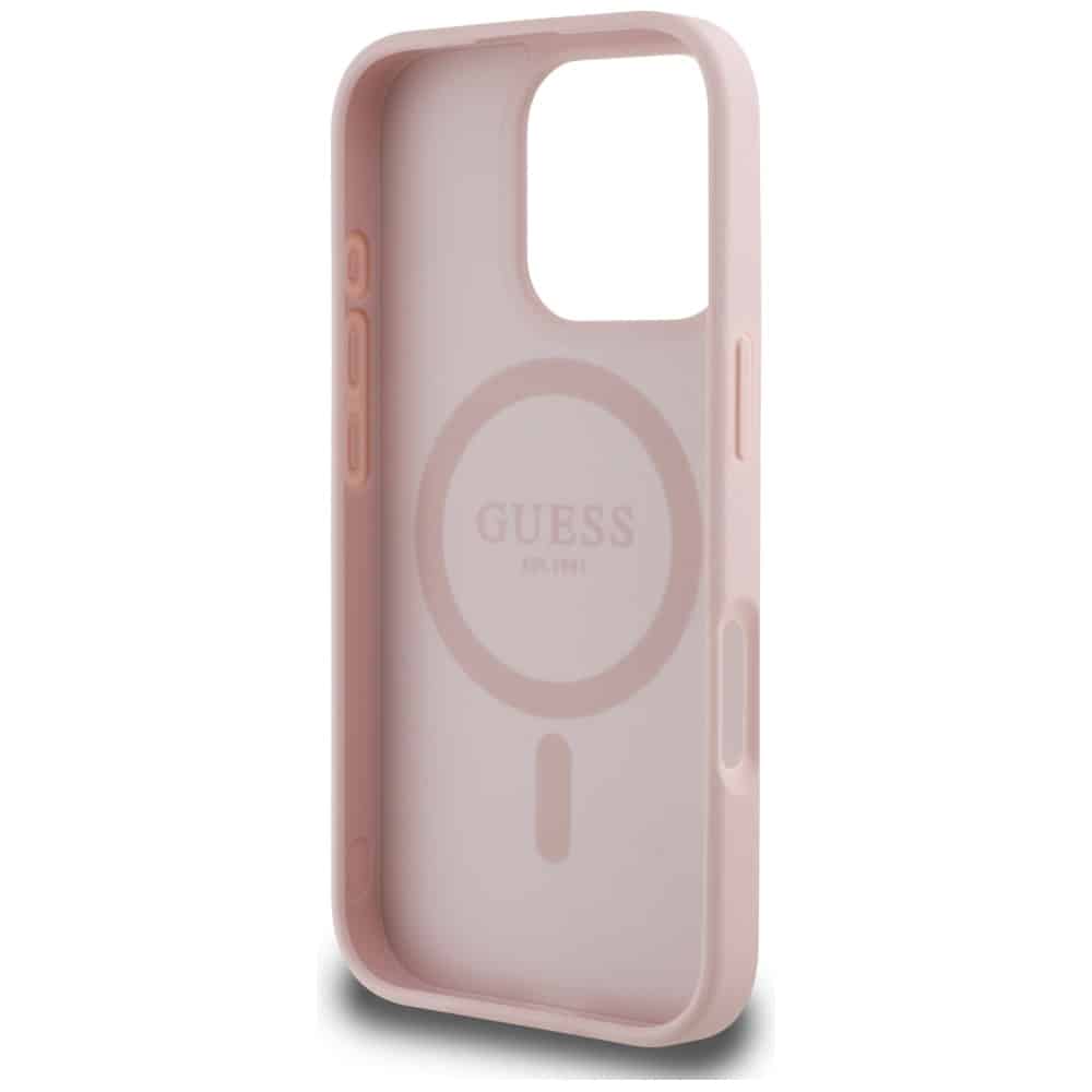 Guess Grained Hot Stamp Peony Triangle Logo MagSafe - θήκη για Apple iPhone 16 Pro - Ροζ - Image 7