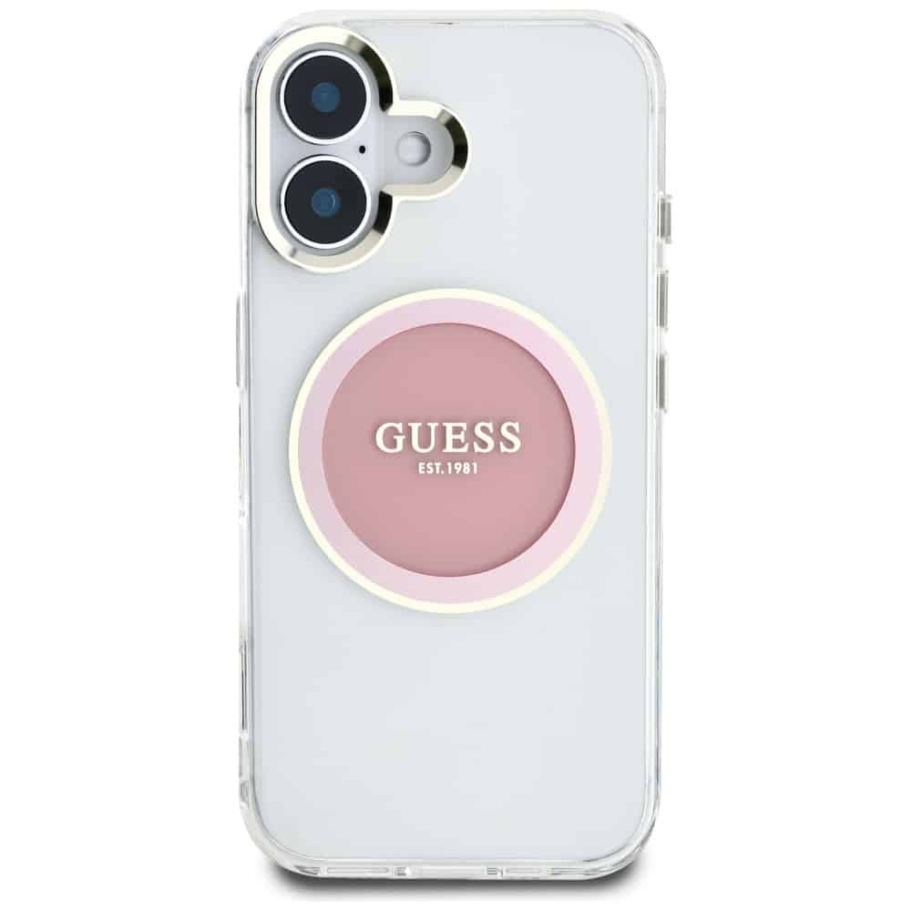 Guess IML Metal Colored Circle Classic Logo MagSafe - θήκη για Apple iPhone 16 - Ροζ - Image 3