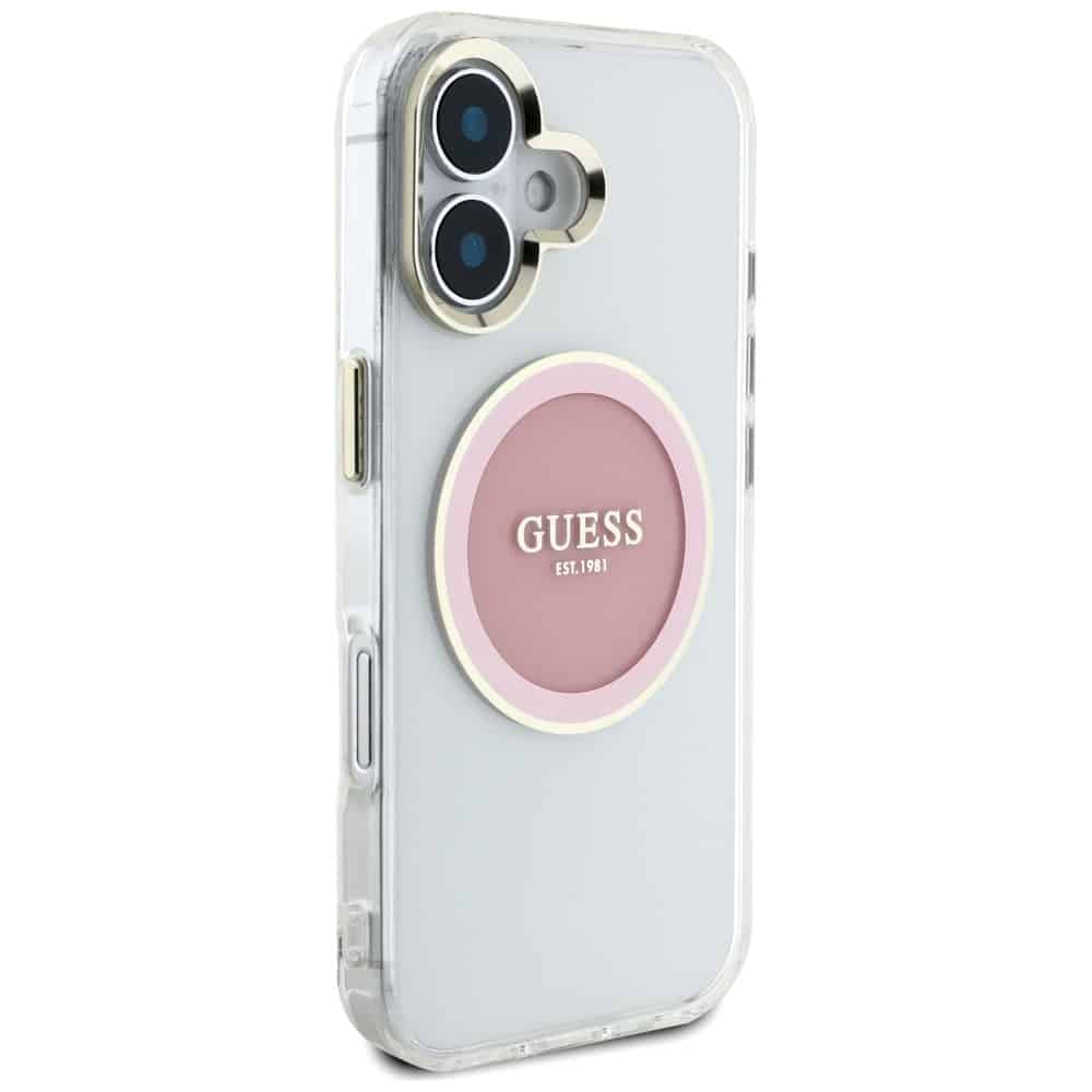 Guess IML Metal Colored Circle Classic Logo MagSafe - θήκη για Apple iPhone 16 - Ροζ - Image 4
