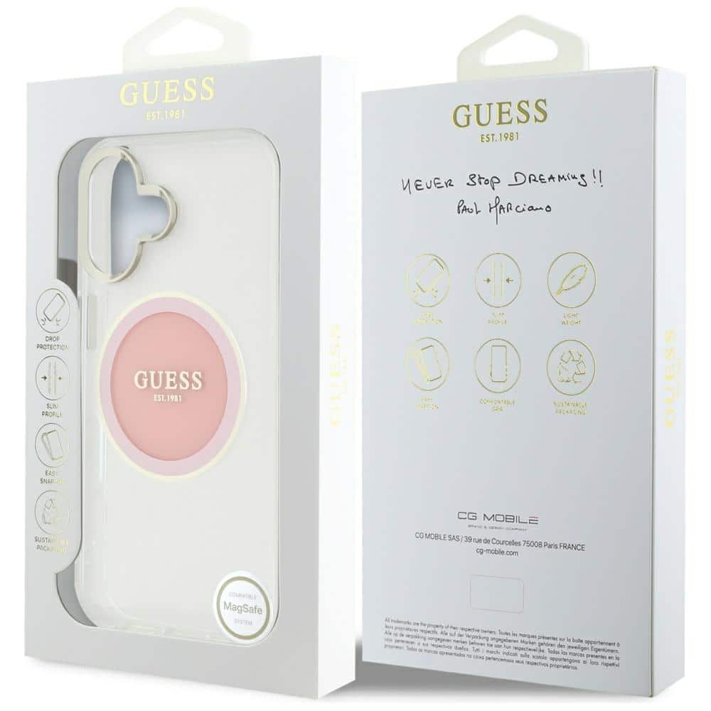 Guess IML Metal Colored Circle Classic Logo MagSafe - θήκη για Apple iPhone 16 - Ροζ - Image 8
