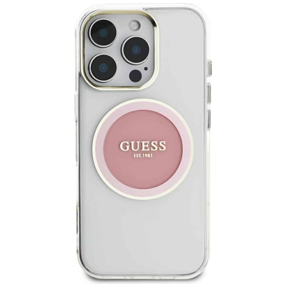 Guess IML Metal Colored Circle Classic Logo MagSafe - θήκη για Apple iPhone 16 Pro Max - Ροζ - Image 3