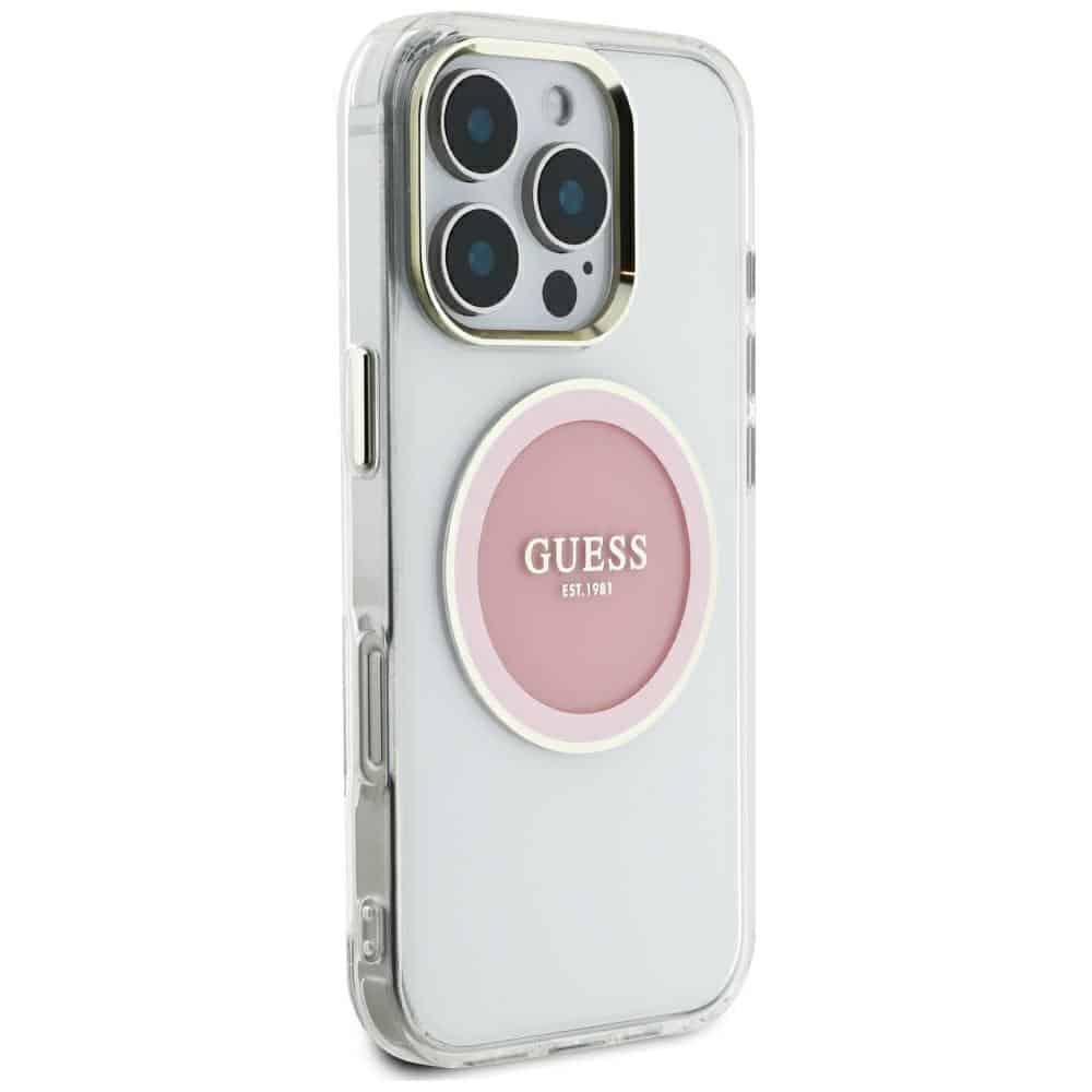 Guess IML Metal Colored Circle Classic Logo MagSafe - θήκη για Apple iPhone 16 Pro Max - Ροζ - Image 4