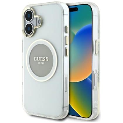 Guess IML Metal Colored Circle Classic Logo MagSafe - θήκη για Apple iPhone 16 - Γκρι
