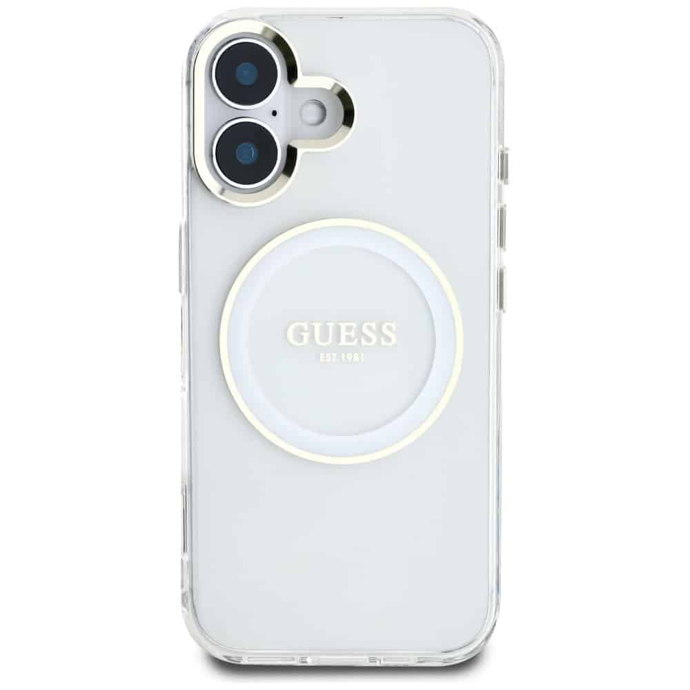 Guess IML Metal Colored Circle Classic Logo MagSafe - θήκη για Apple iPhone 16 - Λευκό - Image 3
