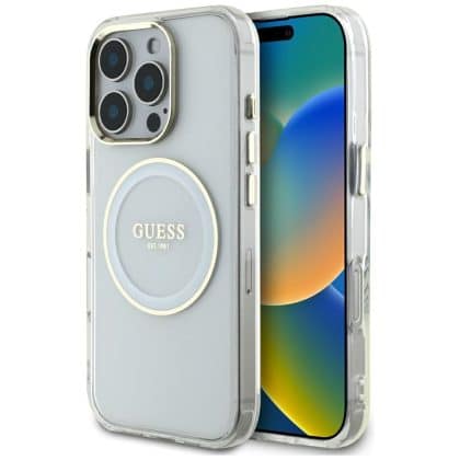 Guess IML Metal Colored Circle Classic Logo MagSafe - θήκη για Apple iPhone 16 Pro Max - Λευκό