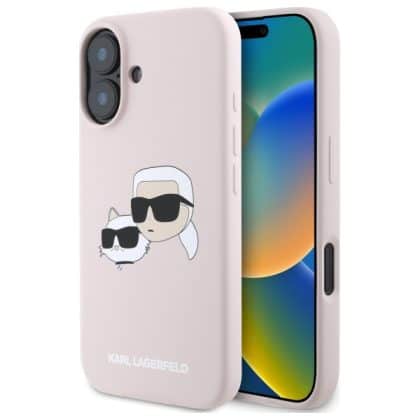 Karl Lagerfeld Silicone Double Heads Print  - θήκη για Apple iPhone 16 - Ροζ