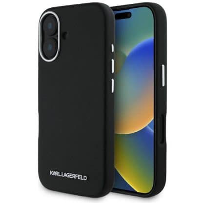 Karl Lagerfeld Saffiano Full Wrapped Elongated Metal Logo MagSafe - θήκη για Apple iPhone 16 - Μαύρο