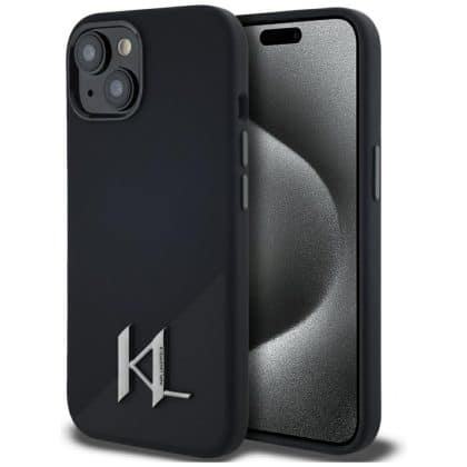 Karl Lagerfeld Silicone Shadow Metal Initial MagSafe - θήκη για Apple iPhone 15 - Μαύρο