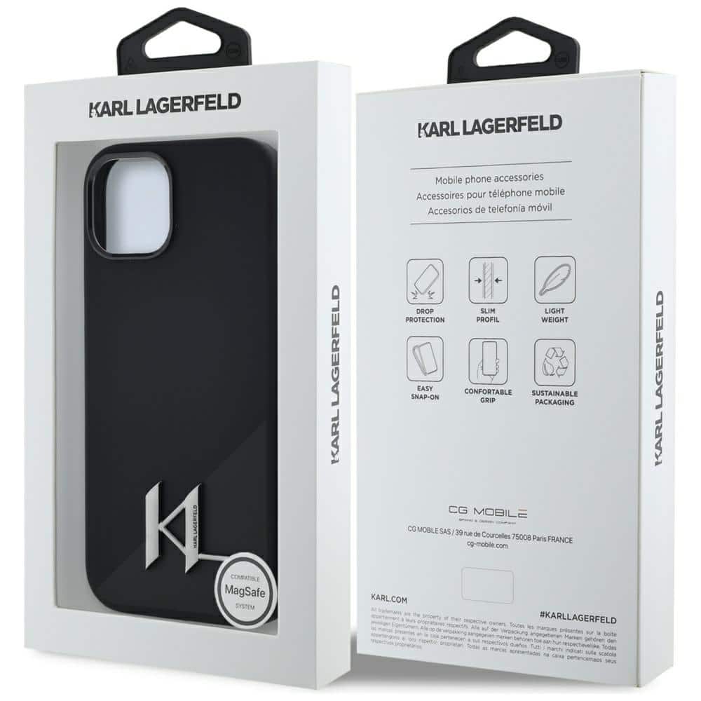 Karl Lagerfeld Silicone Shadow Metal Initial MagSafe - θήκη για Apple iPhone 15 - Μαύρο - Image 8