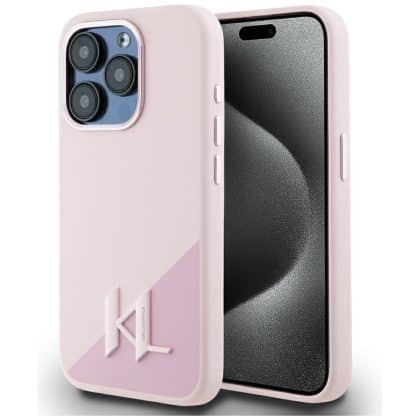 Karl Lagerfeld Silicone Shadow Metal Initial MagSafe - θήκη για Apple iPhone 15 Pro - Ροζ
