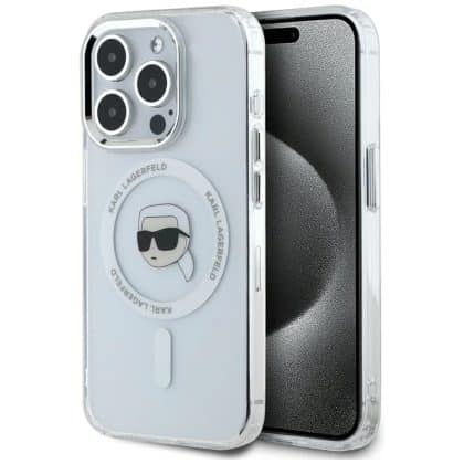 Karl Lagerfeld IML Metal Karl Head MagSafe - θήκη για Apple iPhone 15 Pro Max - Λευκό