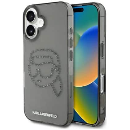 Karl Lagerfeld IML Rhinestones Karl Head - θήκη για Apple iPhone 16 - Μαύρο