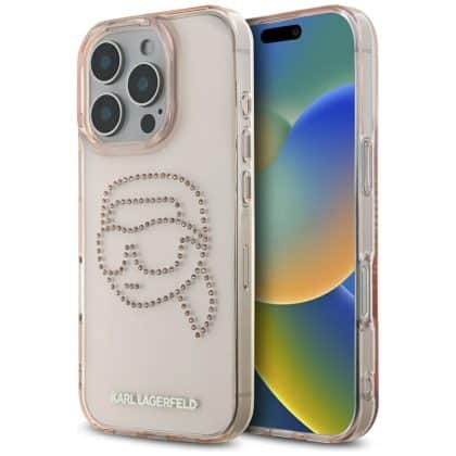 Karl Lagerfeld Rhinestones Karl Head - θήκη για Apple iPhone 16 Pro - Ροζ