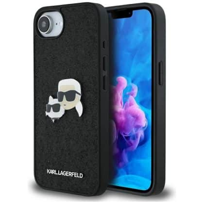 Karl Lagerfeld Karl Lagerfeld Fixed Glitter Karl&Choupette Heads Metal Pin - θήκη για Apple iPhone 16e - Μαύρο