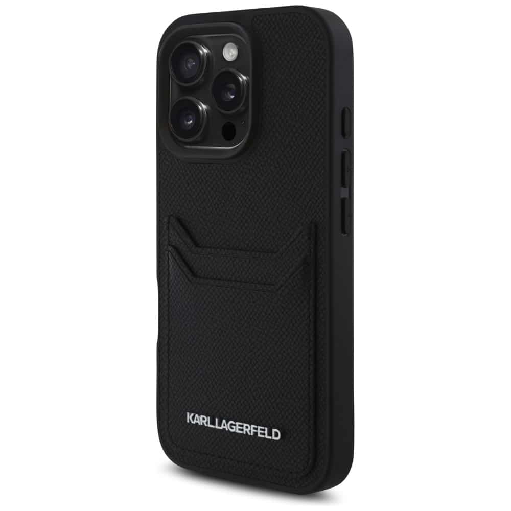 Karl Lagerfeld Grained PU Cardslot Metal Elong - θήκη για Apple iPhone 16 Pro - Μαύρο - Image 2