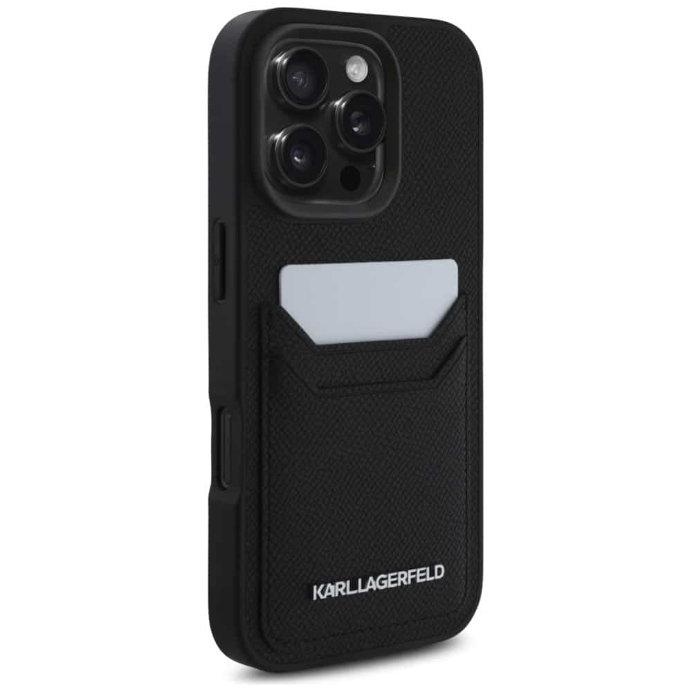 Karl Lagerfeld Grained PU Cardslot Metal Elong - θήκη για Apple iPhone 16 Pro - Μαύρο - Image 4
