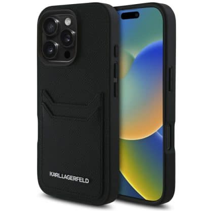 Case Karl Lagerfeld HC Grained PU        Cardslot Metal Elong for iPhone 16 Pro Max black