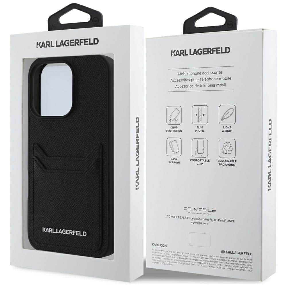 Case Karl Lagerfeld HC Grained PU Cardslot Metal Elong for iPhone 16 Pro Max black - Image 8