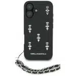 Case Karl Lagerfeld Saffiano Crystals    w/Chain for iPhone 16 black - Image 2