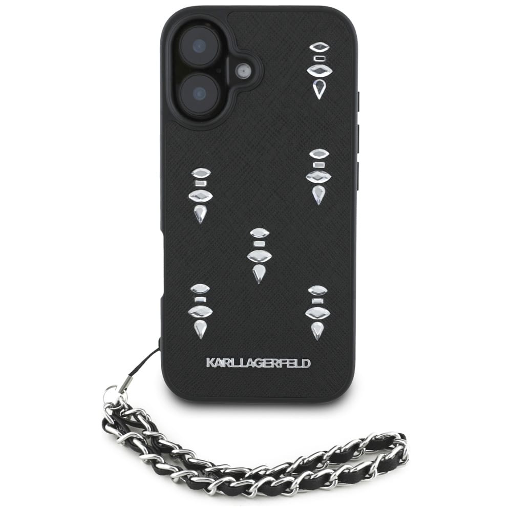 Karl Lagerfeld Saffiano Crystals με Αλυσίδα - θήκη για Apple iPhone 16 - Μαύρο - Image 2