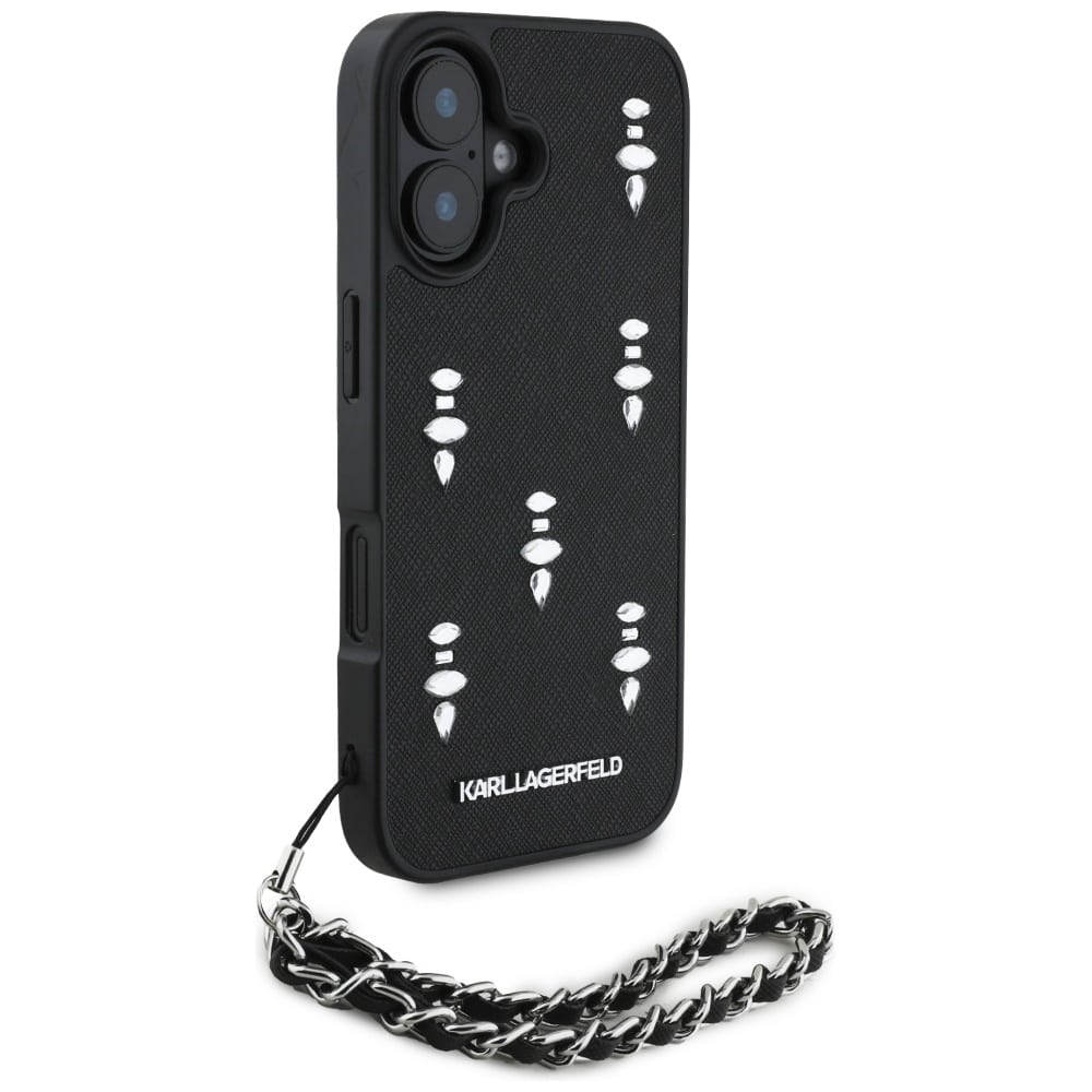 Karl Lagerfeld Saffiano Crystals με Αλυσίδα - θήκη για Apple iPhone 16 - Μαύρο - Image 3