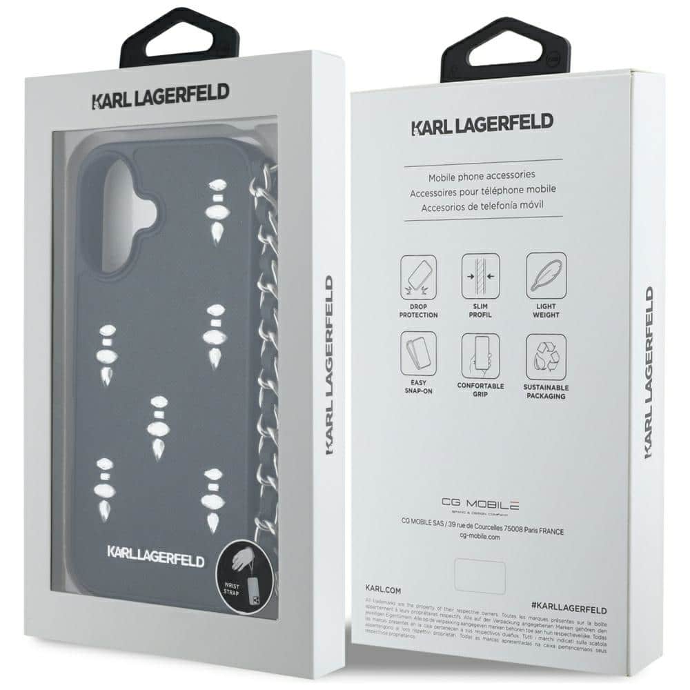 Karl Lagerfeld Saffiano Crystals με Αλυσίδα - θήκη για Apple iPhone 16 - Μαύρο - Image 7