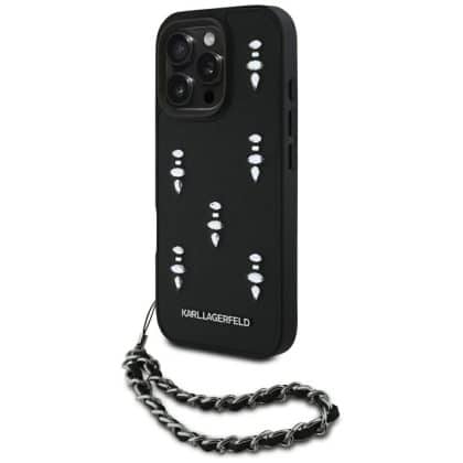 Karl Lagerfeld Saffiano Crystals με Αλυσίδα - θήκη για Apple iPhone 16 Pro - Μαύρο