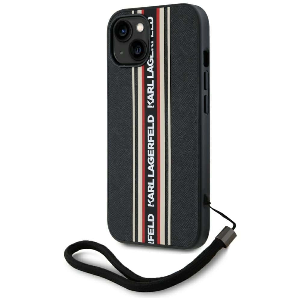 Karl Lagerfeld Saffiano Athleisure Stripes Cord - θήκη για Apple iPhone 15 - Κόκκινο - Image 2