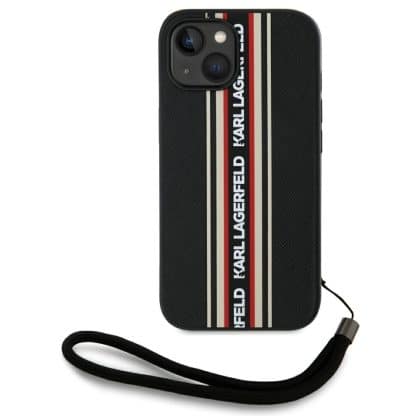 Karl Lagerfeld Saffiano Athleisure Stripes Cord - θήκη για Apple iPhone 15 - Κόκκινο