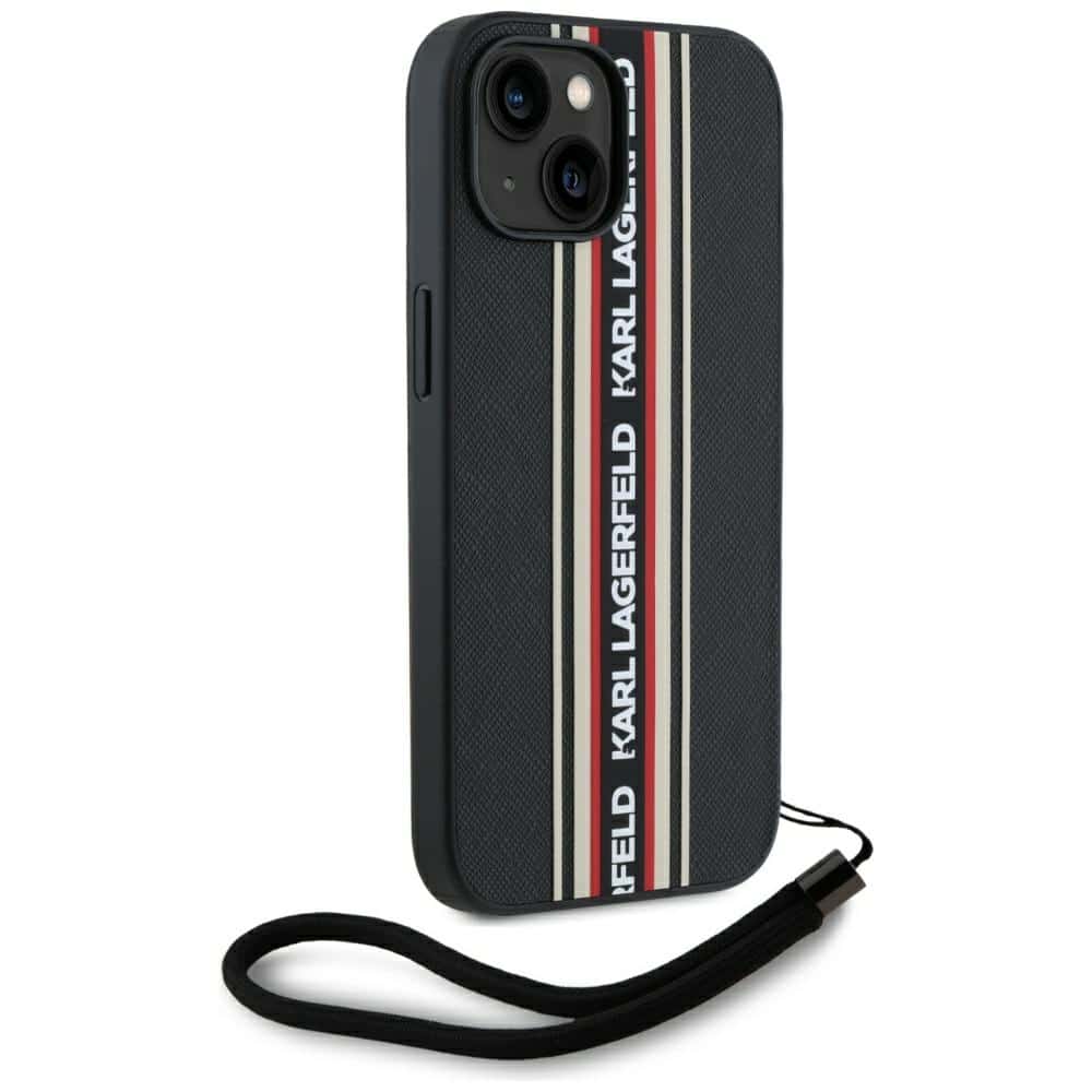 Karl Lagerfeld Saffiano Athleisure Stripes Cord - θήκη για Apple iPhone 15 - Κόκκινο - Image 3