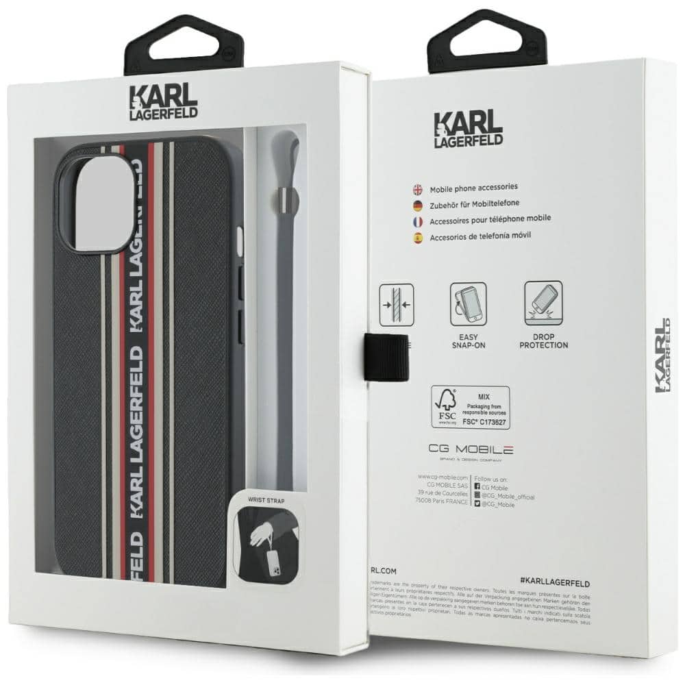 Karl Lagerfeld Saffiano Athleisure Stripes Cord - θήκη για Apple iPhone 15 - Κόκκινο - Image 7