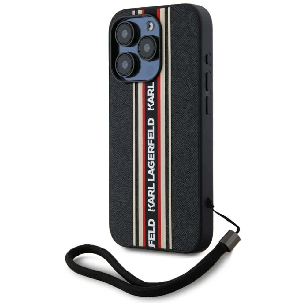Karl Lagerfeld Saffiano Athleisure Stripes Cord - θήκη για Apple iPhone 15 Pro - Κόκκινο - Image 2