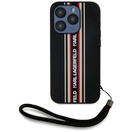 Karl Lagerfeld Saffiano Athleisure Stripes Cord - θήκη για Apple iPhone 15 Pro - Κόκκινο