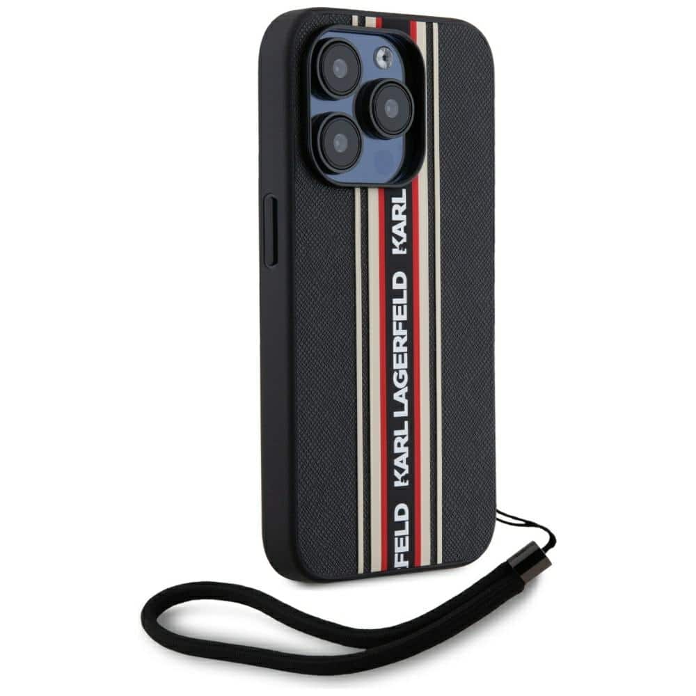 Karl Lagerfeld Saffiano Athleisure Stripes Cord - θήκη για Apple iPhone 15 Pro - Κόκκινο - Image 3