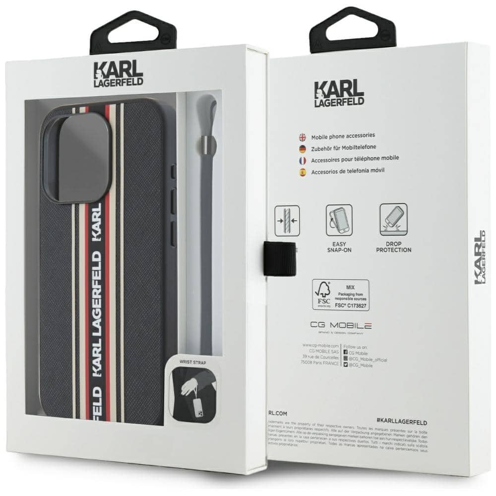 Karl Lagerfeld Saffiano Athleisure Stripes Cord - θήκη για Apple iPhone 15 Pro Max - Κόκκινο - Image 7