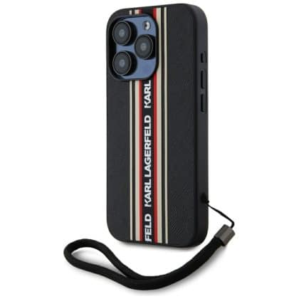 Karl Lagerfeld Saffiano Athleisure Stripes Cord - θήκη για Apple iPhone 15 Pro Max - Κόκκινο