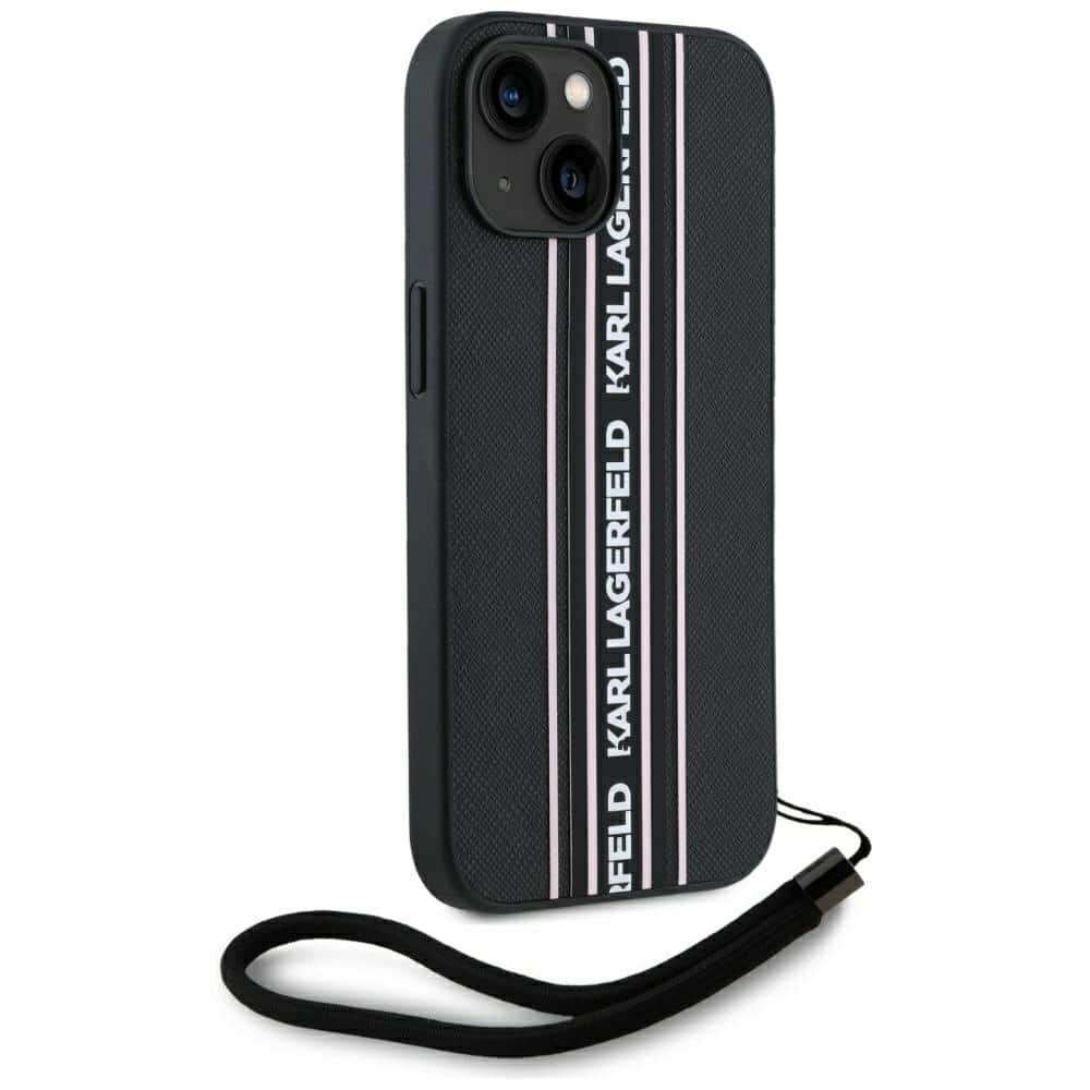 Karl Lagerfeld Saffiano Athleisure Stripes Cord - θήκη για Apple iPhone 15 - Ροζ - Image 3
