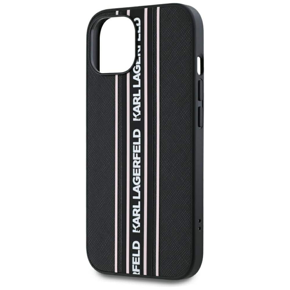 Karl Lagerfeld Saffiano Athleisure Stripes Cord - θήκη για Apple iPhone 15 - Ροζ - Image 5