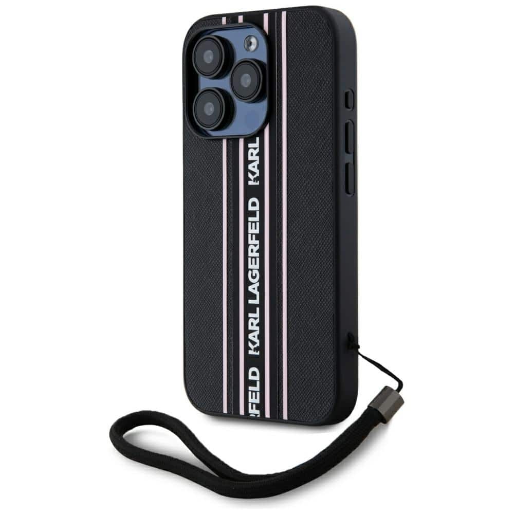 Karl Lagerfeld Saffiano Athleisure Stripes Cord - θήκη για Apple iPhone 15 Pro - Ροζ - Image 2