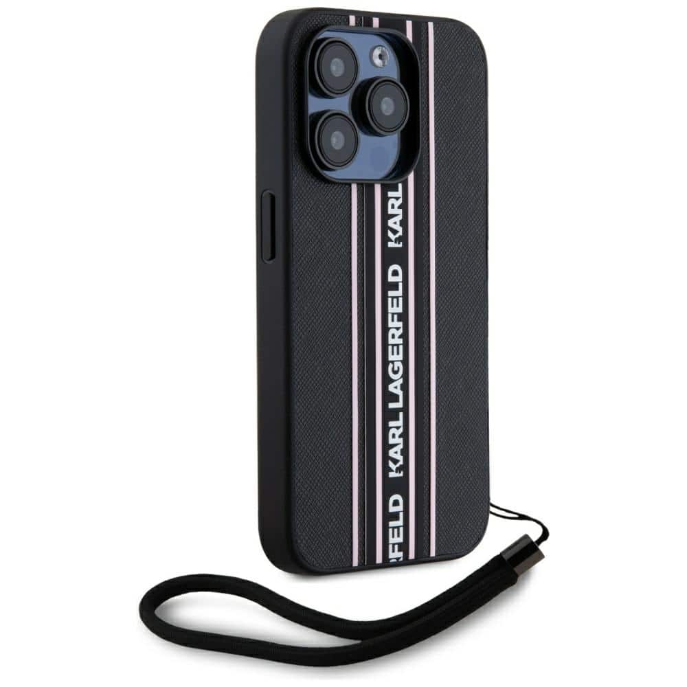 Karl Lagerfeld Saffiano Athleisure Stripes Cord - θήκη για Apple iPhone 15 Pro Max - Ροζ - Image 3