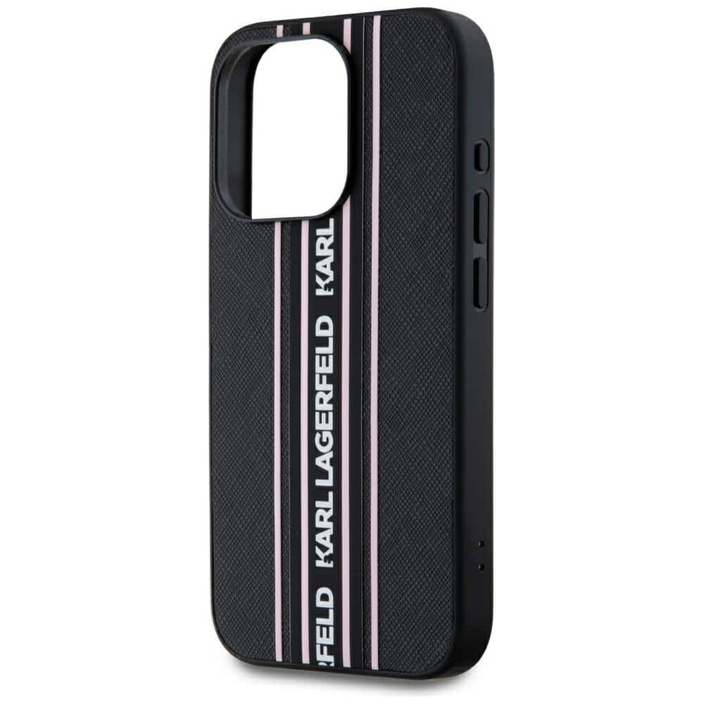 Karl Lagerfeld Saffiano Athleisure Stripes Cord - θήκη για Apple iPhone 15 Pro Max - Ροζ - Image 5