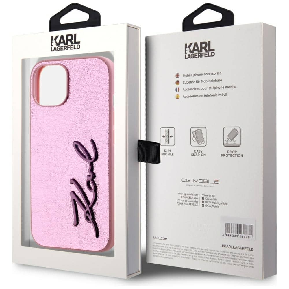 Karl Lagerfeld Metal Signature - θήκη για Apple iPhone 15 - Ροζ - Image 8