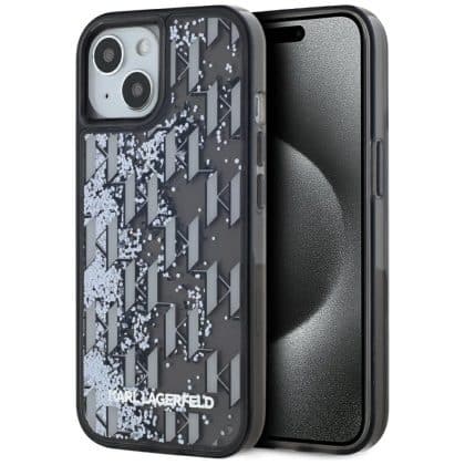 Karl Lagerfeld Liquide Glitter Monogram Gradient - θήκη για Apple iPhone 15 - Μαύρο