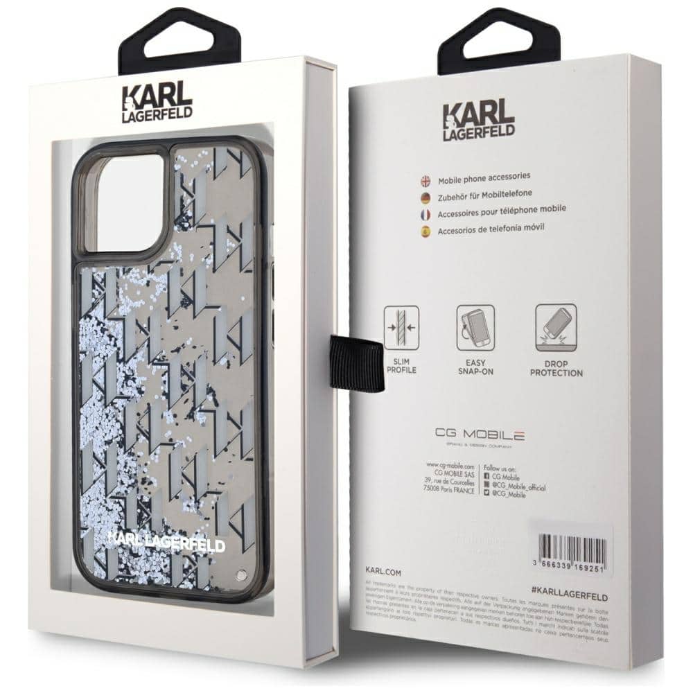 Karl Lagerfeld Liquide Glitter Monogram Gradient - θήκη για Apple iPhone 15 - Μαύρο - Image 8