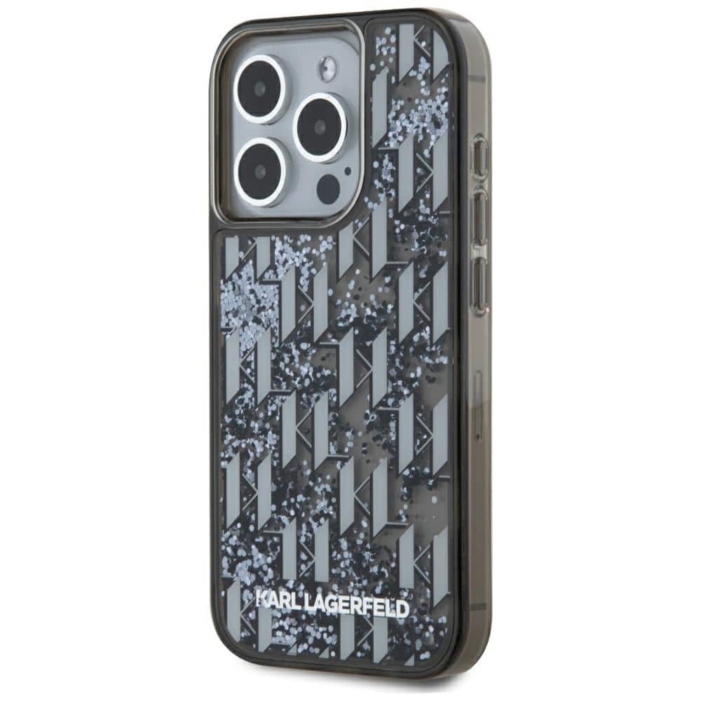Karl Lagerfeld Liquide Glitter Monogram Gradient - θήκη για Apple iPhone 15 Pro - Μαύρο - Image 2