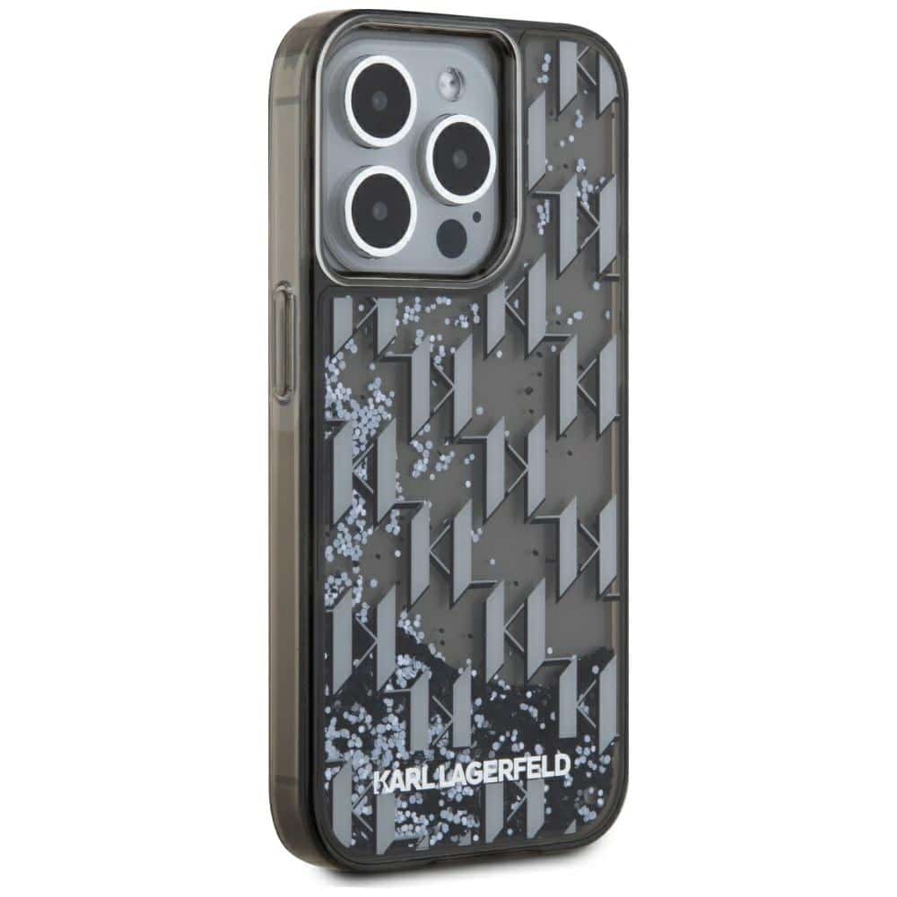 Karl Lagerfeld Liquide Glitter Monogram Gradient - θήκη για Apple iPhone 15 Pro - Μαύρο - Image 4