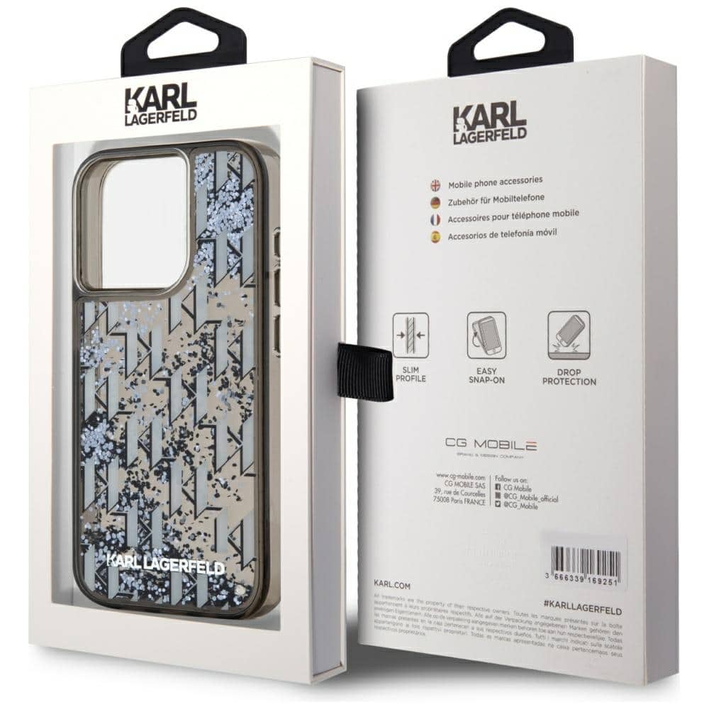 Karl Lagerfeld Liquide Glitter Monogram Gradient - θήκη για Apple iPhone 15 Pro - Μαύρο - Image 8